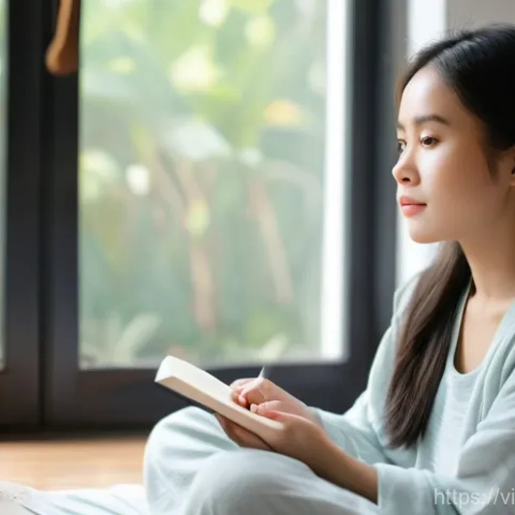 긍정적 정체성을 위한 행동 변화의 중요성 - A Serene Morning of Self-Reflection and Healthy Habits**
A vibrant and serene close-up of a young Vi...